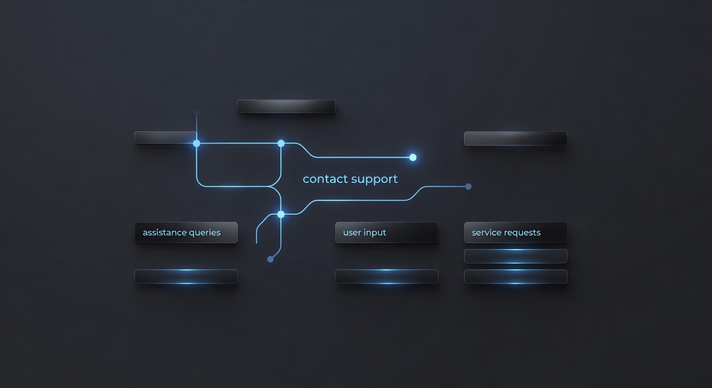 Premium customer support concept with dark interface and soft blue neon elements