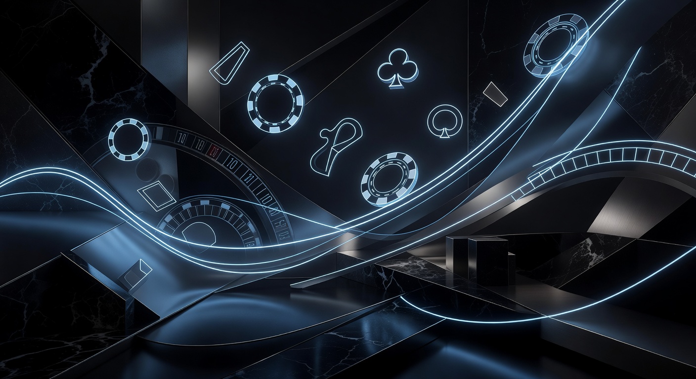 Abstract premium casino style background with dark tones and light blue neon glow