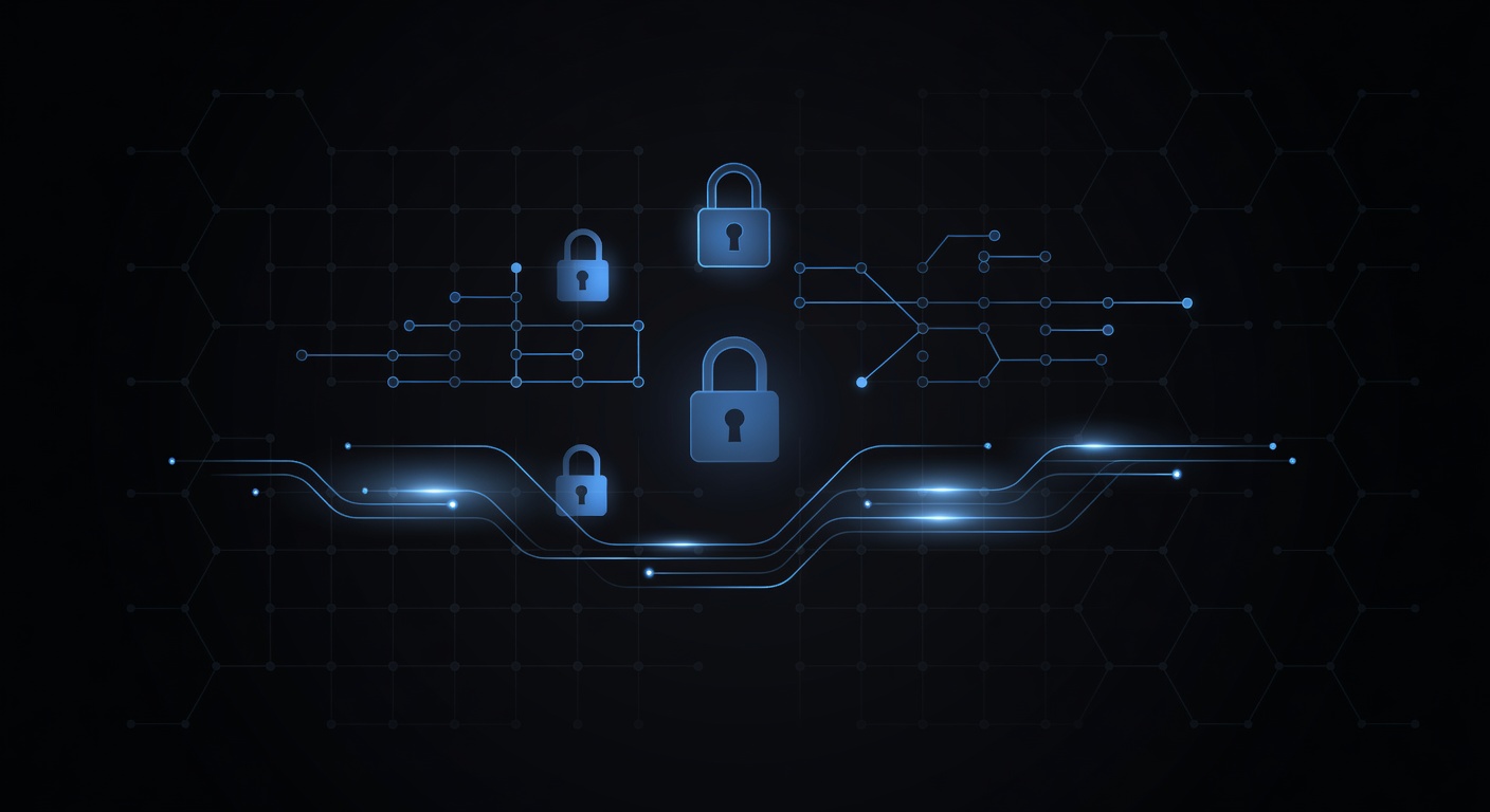 Privacy and data security concept in a dark interface with elegant blue neon highlights