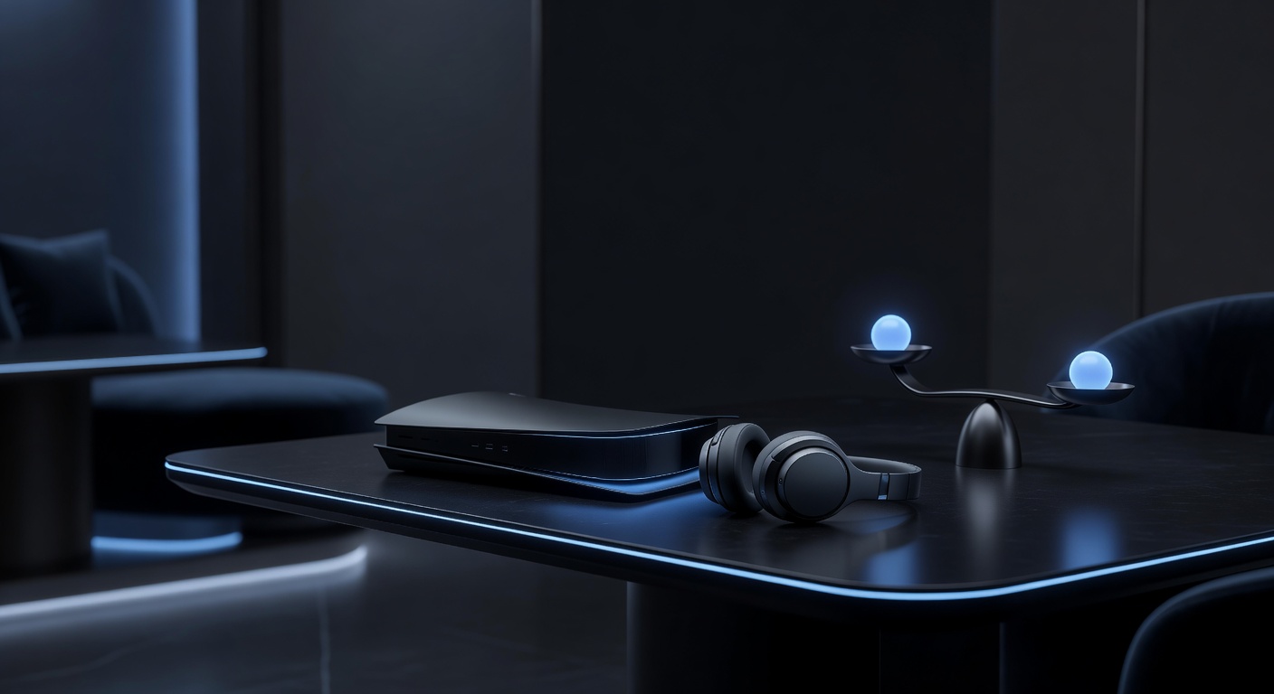 Responsible gaming wellbeing and balance concept with dark premium aesthetic and soft blue neon glow